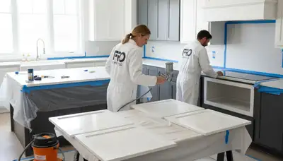 Professional kitchen cabinet painting in Cleveland, OH by expert local house painters