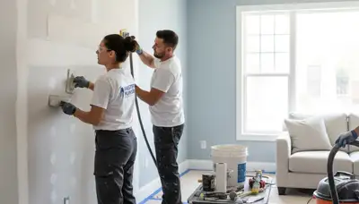 Professional drywall repair and wall restoration in a Cleveland, OH home by expert painters