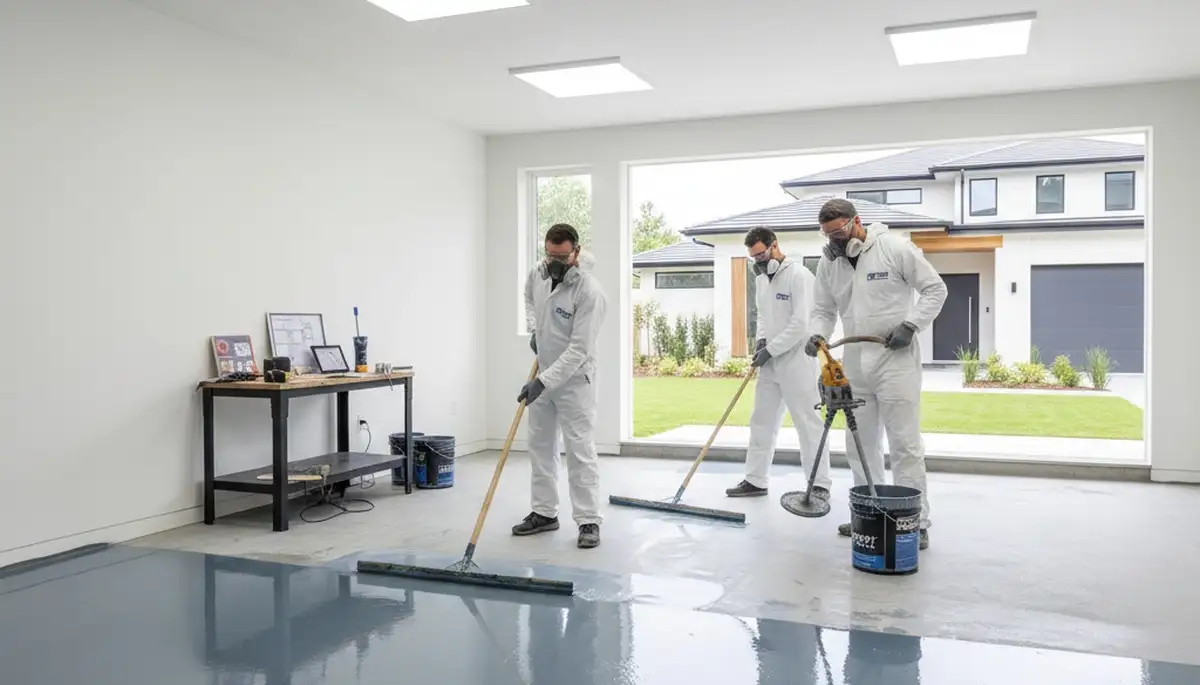 Professional epoxy garage floor coating in Cleveland, OH by local house painting experts
