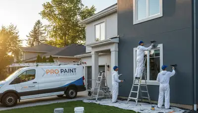 Professional exterior house painters working on a Cleveland OH home with durable weatherproof paint