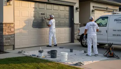 Professional garage door painting in Cleveland, OH by local house painters for lasting curb appeal