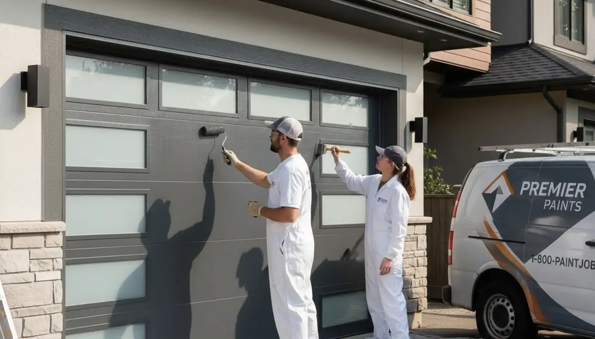 Professional garage door painting in Cleveland, OH boosting curb appeal with durable exterior finishes