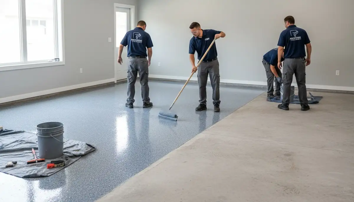 Professional garage floor epoxy coating in Cleveland, OH for durable, moisture-resistant finish