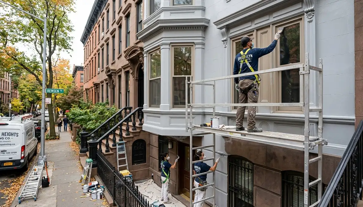 Professional house painters working on exterior home repaint project in Cleveland, Ohio