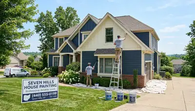 Professional house painters completing exterior home painting project in Cleveland, OH