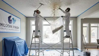 Professional popcorn ceiling removal in Cleveland, OH by expert house painters