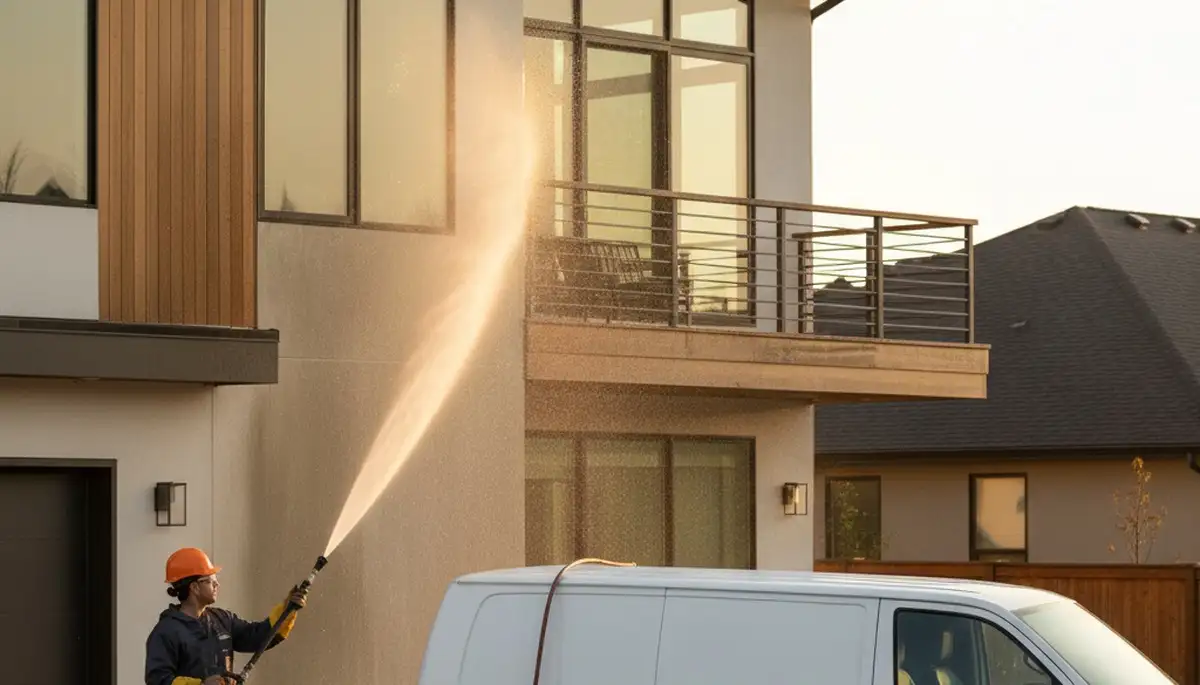 Professional pressure cleaning service on Cleveland, OH home exterior by local house painters