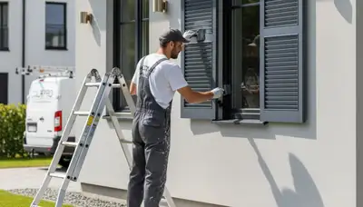 Professional shutter painting and refinishing on Cleveland, OH home exterior by expert painters