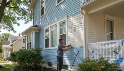Professional painters preparing exterior surfaces for repainting in Cleveland, OH homes