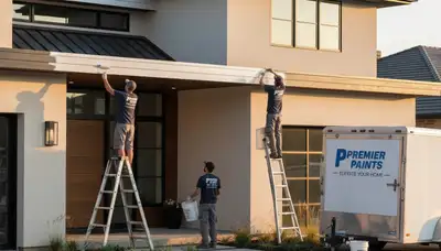 Professional trim and fascia painting on Cleveland, OH home exterior by expert house painters