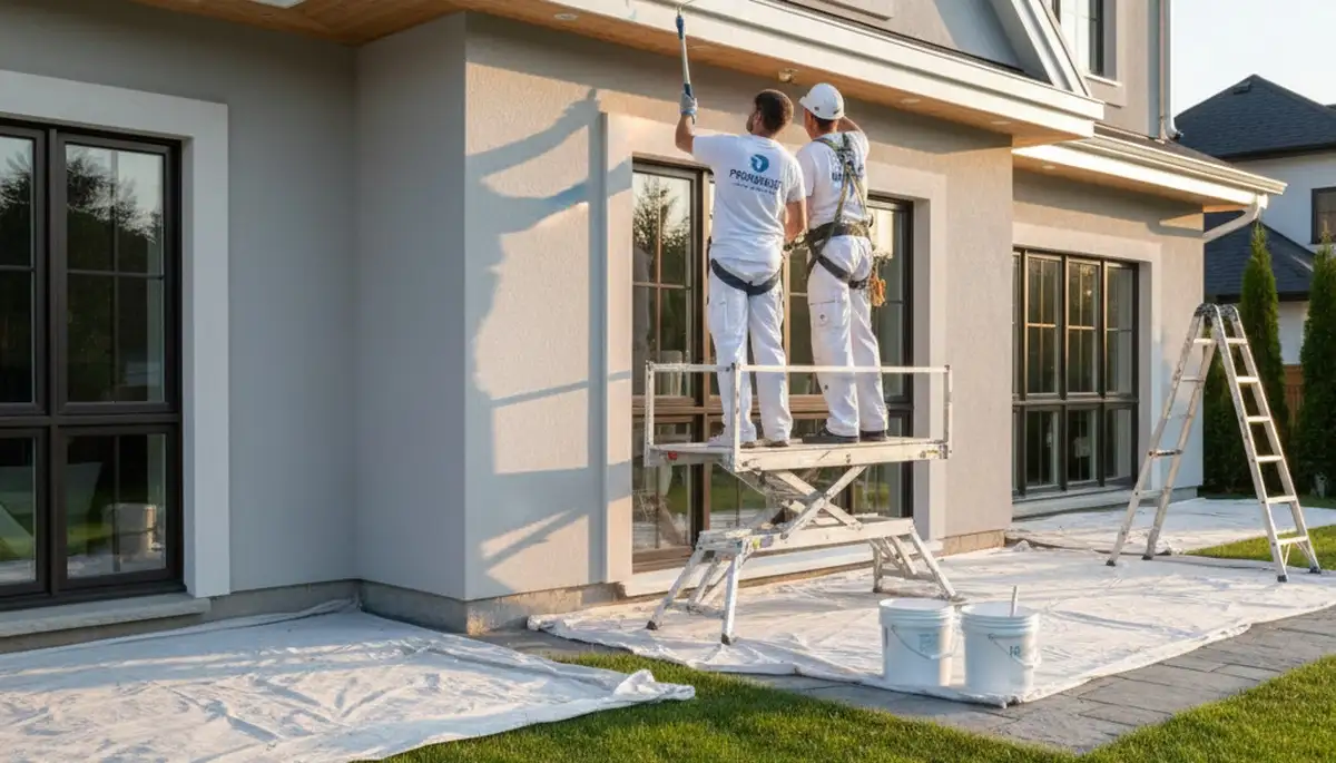 Professional trim and fascia painting on Cleveland OH home exterior by expert painters
